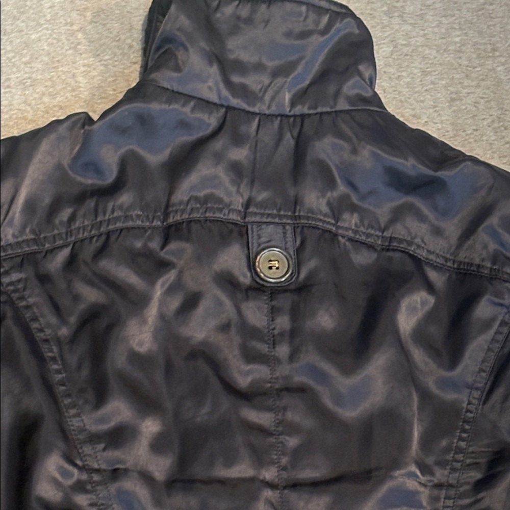 Fu Shi black nylon jacket with brown woven trim S - Picture 8 of 10
